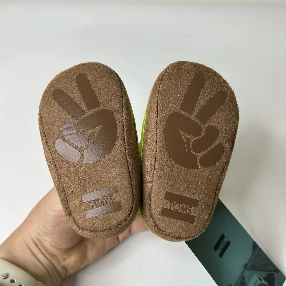 Toms Pinto Baby Crib Shoes Size 4 Lemon Lime Squeeze the Day